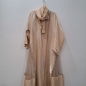 Elegant Champagne Organza Eid Abaya